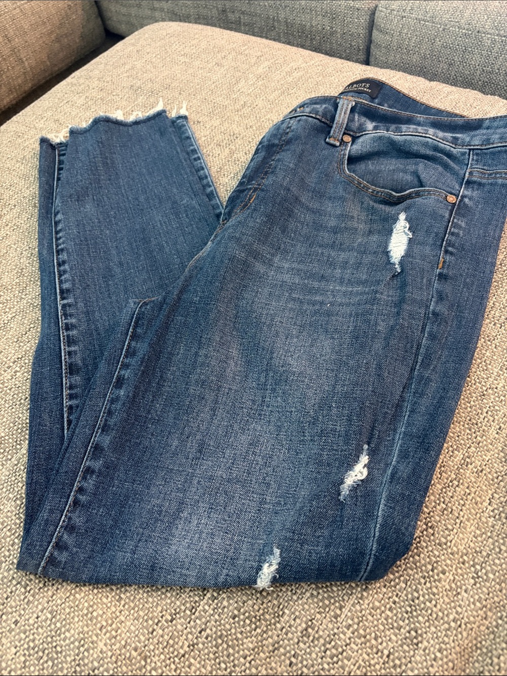 Talbots Women's Dark Blue Skinny Jeans with Distressed Details